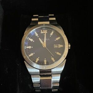 Bulova Two-Tone Men's Watch — Black Dial with Gold Accents